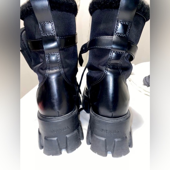 Women’s Prada Leather/Fur Combat boot with Ankle bags SIZE 8. - Picture 3 of 5